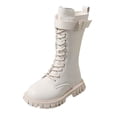 thumbnail image 2 of WAVSUF Girls Mid Calf Platform Boots Round Toe Wide Width Anti Slip Winter Warm Chunky Boots White 3 Big Kids, 2 of 10