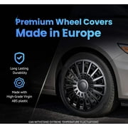 Alpena Austin Black Wheel Covers – Set of 4, European-Made Hubcaps – 15-Inch Universal Fit