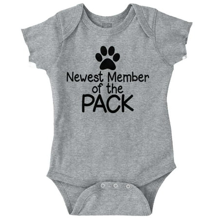

Newest Member Of The Pack Paw Print Newborn Baby Boy Girl Romper Brisco Brands