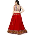 thumbnail image 4 of Chadrakala Women's Rayon Cotton Indian Ethnic Lehenga Flaire Long Maxi Ghagra Skirt Embroidered Border ,Free Size, Red (S104RED), 4 of 4
