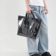 thumbnail image 5 of NexTorq PVC Tote Bag for Women Snake Skin Print Plastic Tote Bag, Waterproof Large Handbag for Work Daily Travel Christmas Gifting, Black, 5 of 6