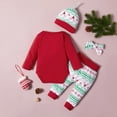 thumbnail image 4 of Penkiiy Infant Baby Boys Girl Merry Christmas Outfits Newborn Long Sleeve Romper Plaid Pants Hat Clothes Sets Red Clearance for 9-12 Months, 4 of 8