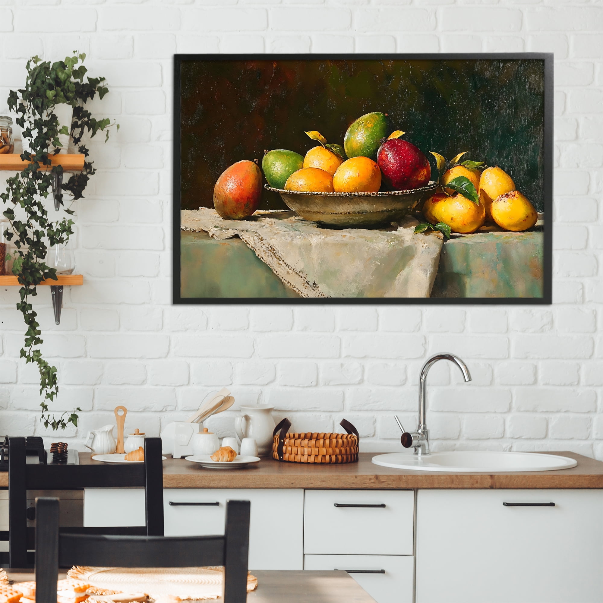 Stupell Industries Fancy Table Fruit Arrangement Black Framed Giclee Art, design by Creative Studio