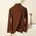thumbnail image 4 of Tops for Women under $5 Long Sleeve Round Neck Solid Color Undershirt Coffee XL, 4 of 6