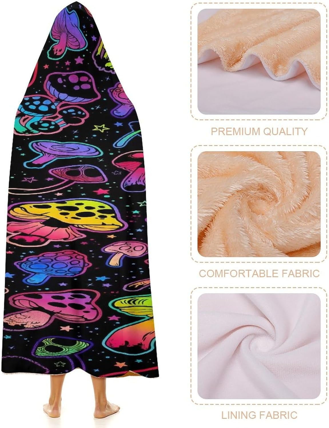 Mushroom Hooded Blanket Mushrooms Gifts for Women Mushrooms Wearable Blanket Hoodies Blankets for Bed Room Decorative