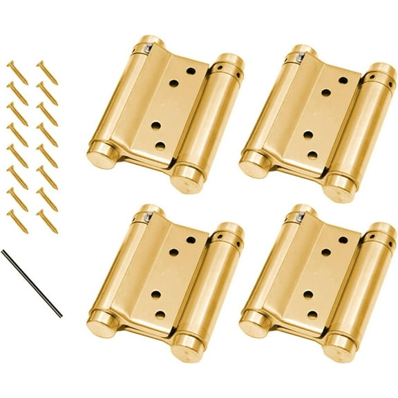 4Pcs 3"" Cafe Saloon Door Swing Self Closing Double Action Spring Hinge (Golden)