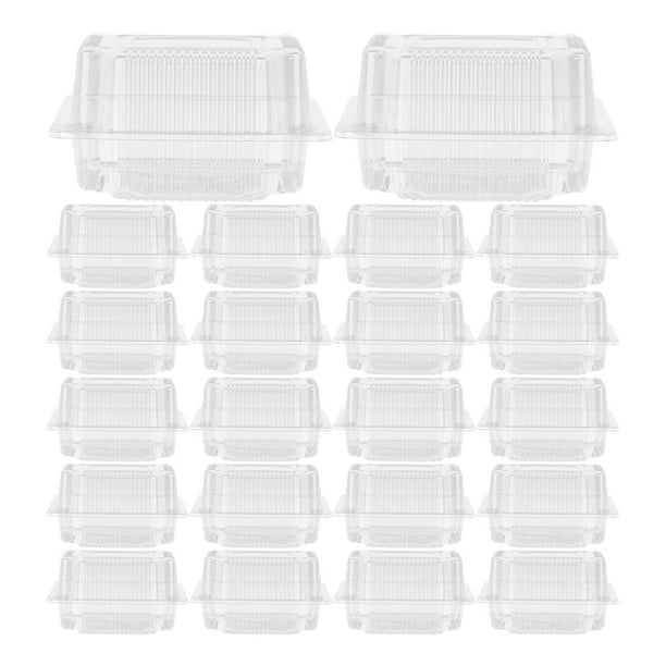 100 cajas rectangulares transparentes para pasteles, recipiente de plástico para pasteles con tapas para panecillos suizos y postres pequeños, ideal para almacenamiento y transporte de alimentos