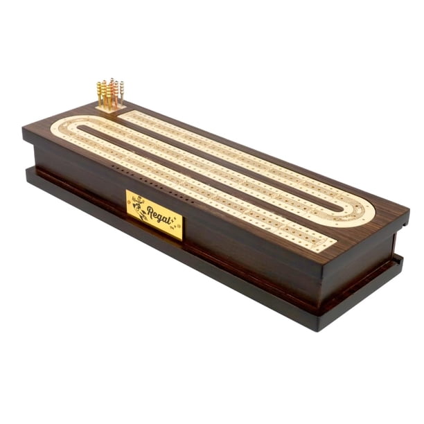 Set de juego de mesa Cribbage Regal Games de madera con almacenamiento de tarjetas