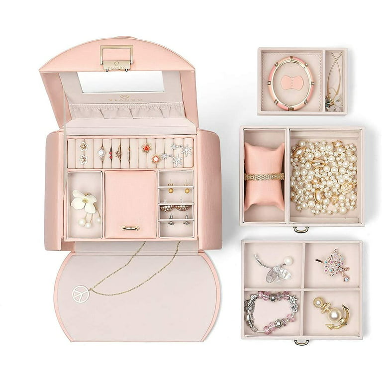 Vlando Jewelry Box for Girls Princess Style Girls Jewelry Box 3-Layer Kids  Jewel