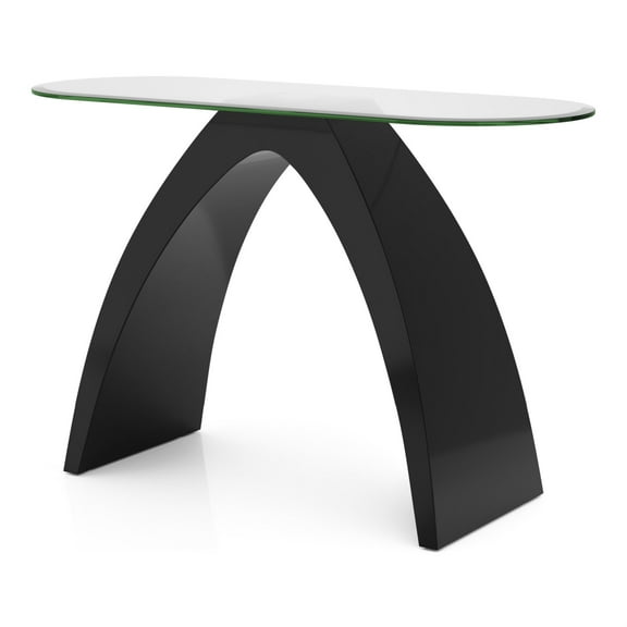 Furniture of America Pelletoni Contemporary Glass Top Sofa Table in Black