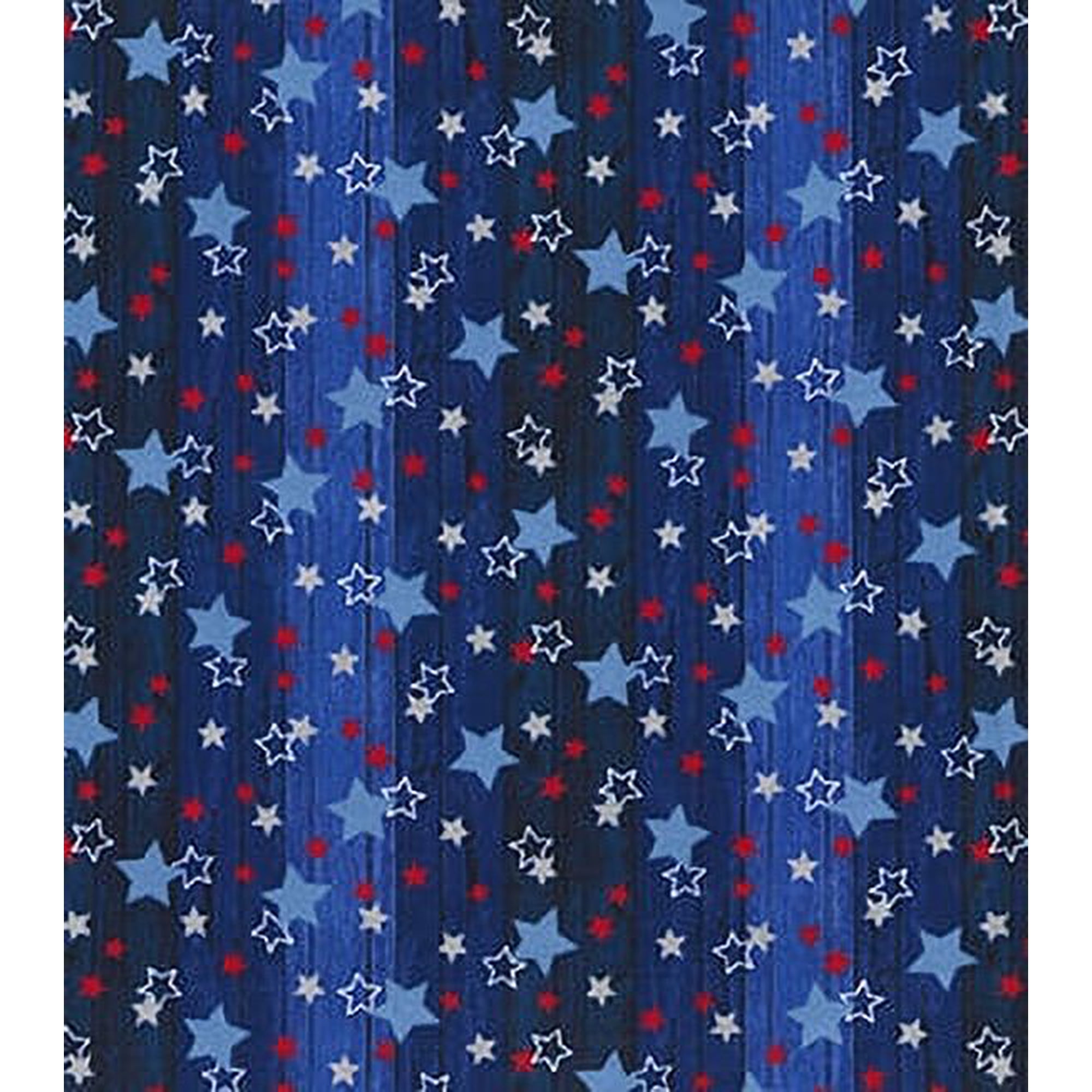 Fabric Tradtions 44 100% Cotton Novelty Wood-Grain Striped and Stars Sewing & Craft Fabric By the Yard Blue White and Red