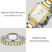 Watches for Women Luxury Ladies Quartz Wrist Watches with Stainless Steel Bracelet,Waterproof Square Ladies Watches Mother's Day Gifts for Women