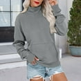 thumbnail image 2 of Holzkary Sweatshirt for Women 2025 Fall Outfits Long Sleeve Loose Top Turtleneck Sweater Shirts with Pocket Mockneck Sweatshirt Plain Loose Fit Crewneck Sweatshirts Fall Hoodies Sweaters Dark Grey S, 2 of 6