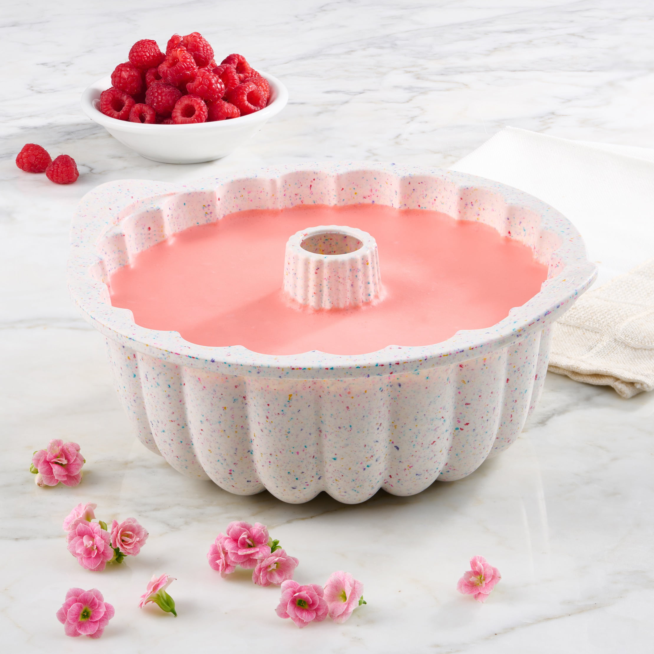 Trudeau Dishwasher Safe Crave Silicone Mini Fluted Cake Pan - Multicolor Confetti - 6 ct