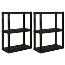 Hyper Tough Garage Shelving Unit Heavy Duty 3-Tier 2-Pack 39"H x 30"W x 14"D, Black 300 lb Capacity