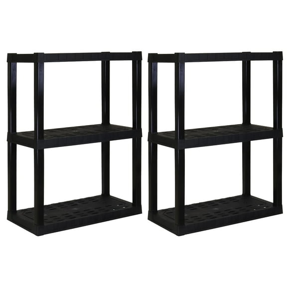 Hyper Tough Garage Shelving Unit Heavy Duty 3-Tier 2-Pack 39"H x 30"W x 14"D, Black 300 lb Capacity