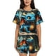 thumbnail image 1 of Fotbe Adorable Blue Baby Dragon Conjunto de Pijama Estampado para Mujer, 2 Piezas, Ropa de Dormir con Camiseta de Manga Corta y Shorts Suaves-Medium, 1 of 6