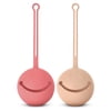 Back Bay Play Silicone Pacifier Holder Case for Diaper Bag, Eating, Stroller, Changing - Baby Binky Holder & Pacifier Container 2 Pack Petal Pink/Apricot