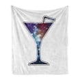 thumbnail image 1 of Science Party Soft Flannel Fleece Blanket, Cocktail Silhouette and Open Universe Inside Sketch on Plain Background, Cozy Plush for Indoor and Outdoor Use, 50" x 70", White Multicolor, by Ambesonne, 1 of 6