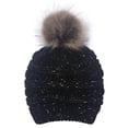 thumbnail image 1 of Winter Hat Knitted Warm Pompom Hat For Women Black, 1 of 1