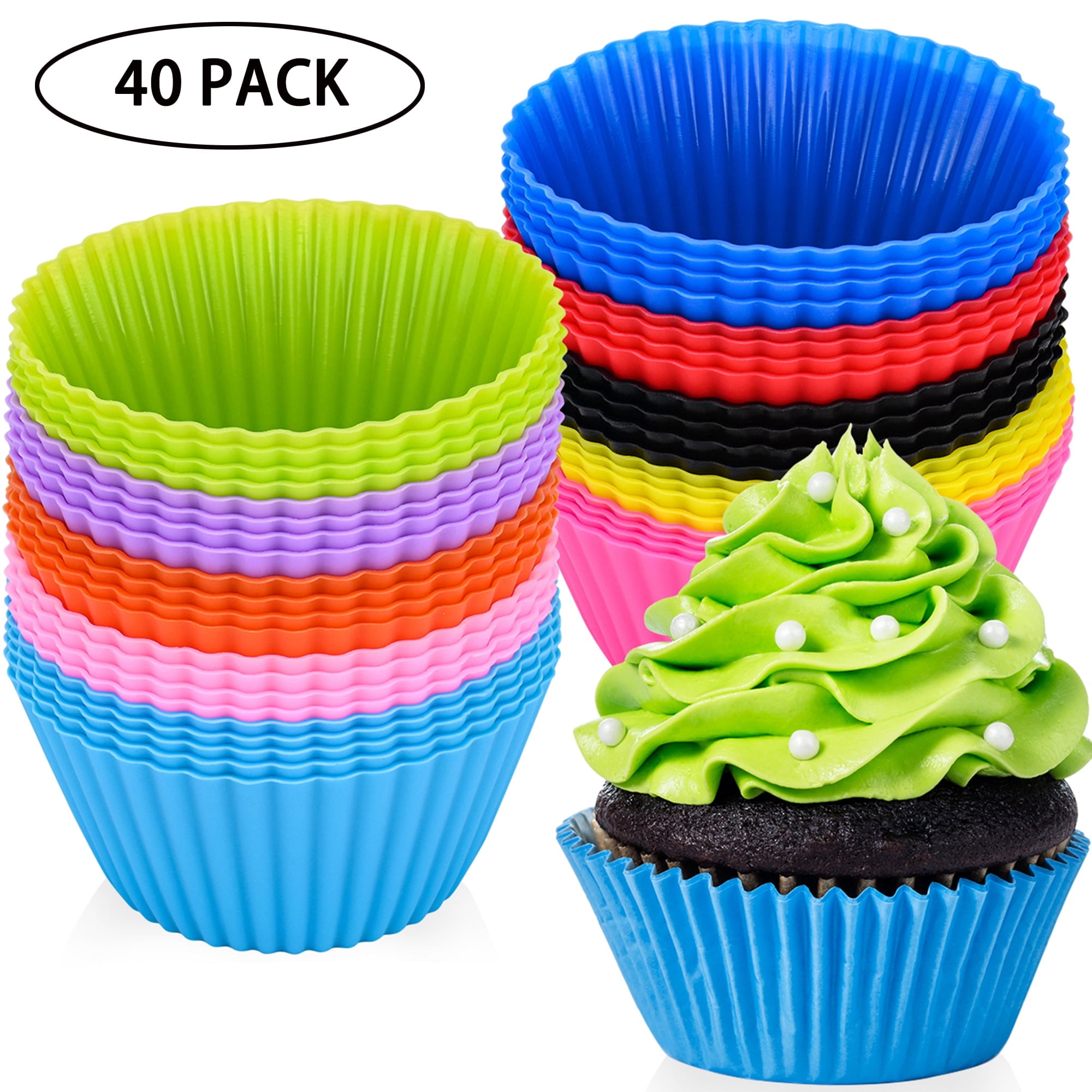 Silicone Cupcake Liners Set Of 12 – Reusable Non-Stick Muffin Cups, Multi-Color - View #2