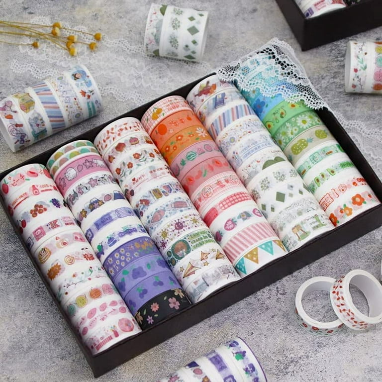 DanceeMangoos Kawaii Washi Tape Set - 4 Rolls Cute Washi Paper Masking Tape  and 4Pcs Stickers Set, DIY Decorative Stickers for Journaling,  Scrapbooking, Crafts, School Stuff for Back to School (Pink) 