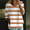 thumbnail image 2 of T-shirt à Manches 3/4 Col Rond à Fleurs, T-Shirt Imprimé Floral pour Femmes, T-Shirt à Manches Mi-Longues Col Rond, T-Shirt Ample Grande Taille Orange, 3TG, 2 of 5