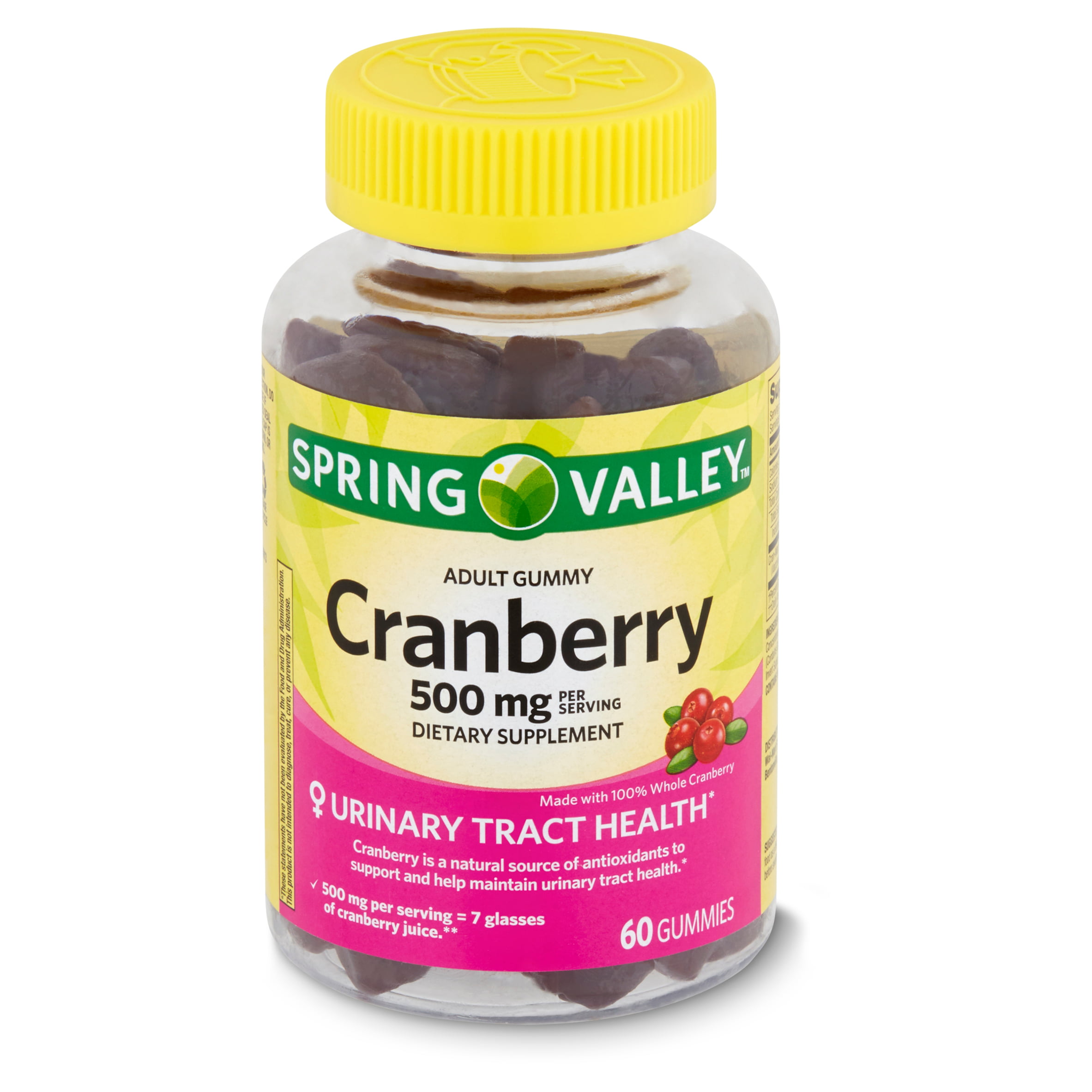 Spring Valley Adult Gummy Cranberry Dietary Supplement, 500 mg, 60 ...