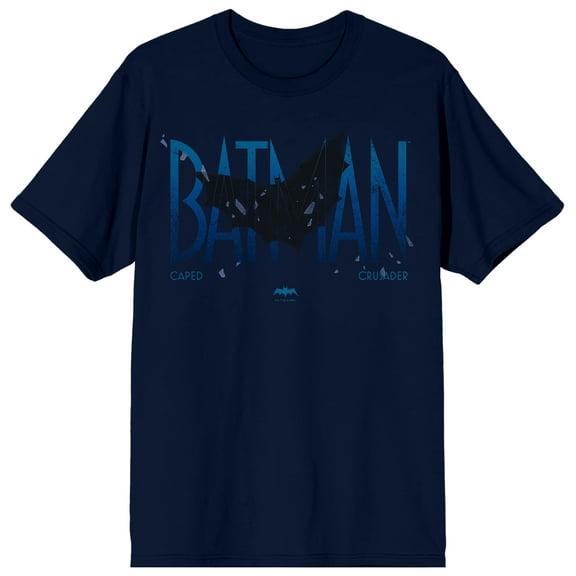 Batman Caped Crusader Batman Silhouette Adult Navy Crew Neck Short Sleeve T-shirt-Medium