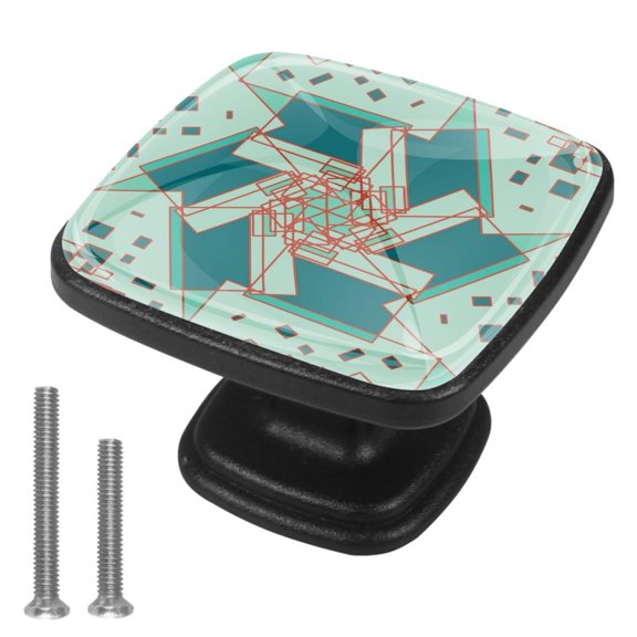 4 Pcs Cabinet Handle Drawer Pulls Geometry Knobs with Screws Square Furniture Office Cabinet Knob Decoration