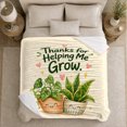 thumbnail image 5 of Thanks for helping me grow potted plants hearts cream Flannel Blanket for sofa bedroom classroom cozy lounge Home Decor teacher appreciation plant lover Gift for mentors, 5 of 9