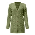 thumbnail image 4 of idosla Women's 2025 Fall Long Sleeve Cable Knit Sweater Open Front Cardigan Button Loose Outerwear (Army Green, M), 4 of 4