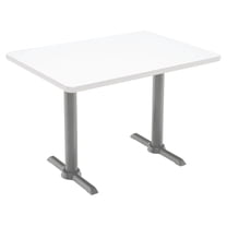 KFI Studios Mode 2.5' x 4' Bistro Table, Designer White, Silver T-Leg Base