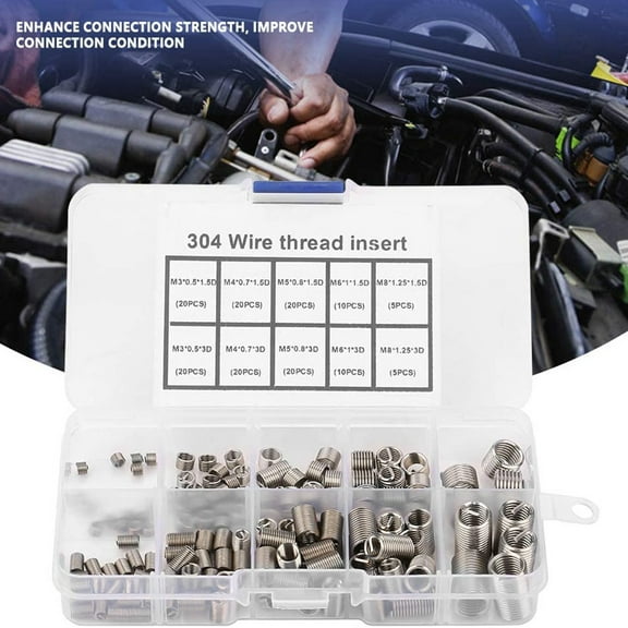 150Pcs Thread Repair Inserts M3 M5 M6 M8 Stainless Steel Heli Coil Thread Repair Insert Wire Thread Insert Assortment