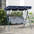 thumbnail image 2 of Outsunny 3-Seat Patio Swing Chair with Adjustable Canopy Blue and White, 2 of 10