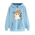 thumbnail image 4 of SuTry Women's Halloween Theme Printed Blouses Trendy Long Sleeve Hooded Casual Sweatshirts Tops Coverage Warmth Wear Clothes(Blue#2,XL), 4 of 4