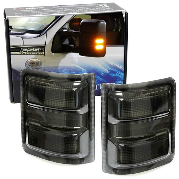 Smoked Lens Amber LED Side Mirror Marker Lamps For 2008-2016 Ford F250 F350 F450 Super Duty