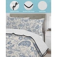 thumbnail image 4 of Quilts Twin Size, Blue Paisley Soft Comforter Bedding Set for Bed, Vintage Boho Flower Botanical Leaf Branch Lightweight Quilted Bedspread with Pillow Cover(2 Pieces) for All Season, 68x86 Inch, 4 of 6