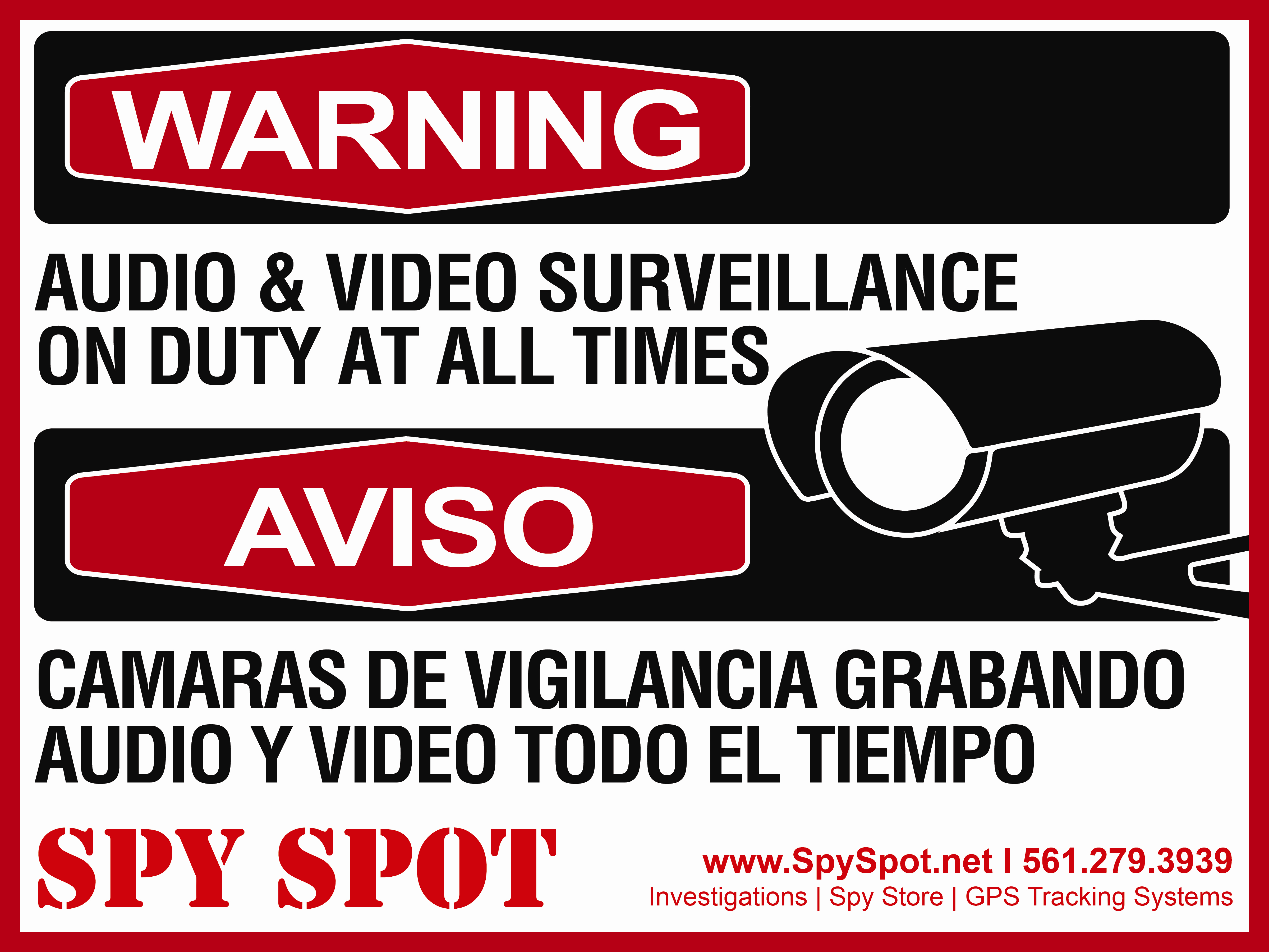 Warning Audio and Video Surveillance on Duty At All Times Plastic CCTV