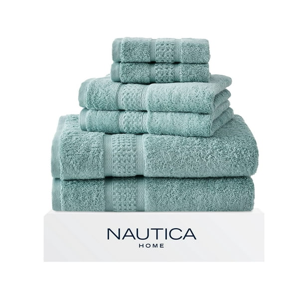 Juego de toallas de baño Nautica de 6 piezas, algodón absorbente, turquesa