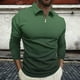 thumbnail image 1 of Blusa y camisa de manga larga con cuello vuelto para hombre, jersey con cremallera, color liso, solapa, blusa de manga larga con cuello vuelto, blusa para hombre, blusa de poliéster, 1 of 5