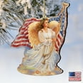 thumbnail image 4 of Designocracy Set of 2 Angel Waving American Flag Wooden Christmas Ornaments 5.5", 4 of 5