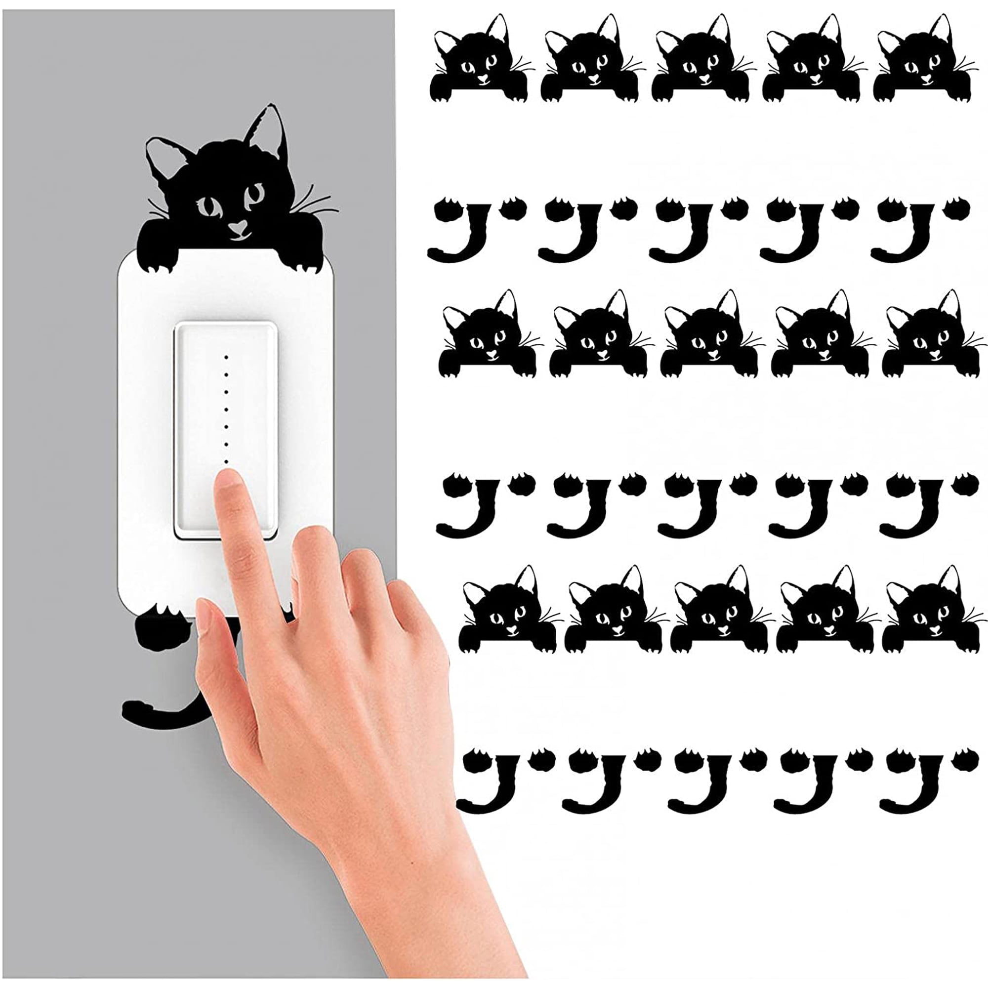 Pvc Light Stickers PVC Décor Decals, Stickers & Vinyl Art 2 Cat Wall Stickers Light Switch ...