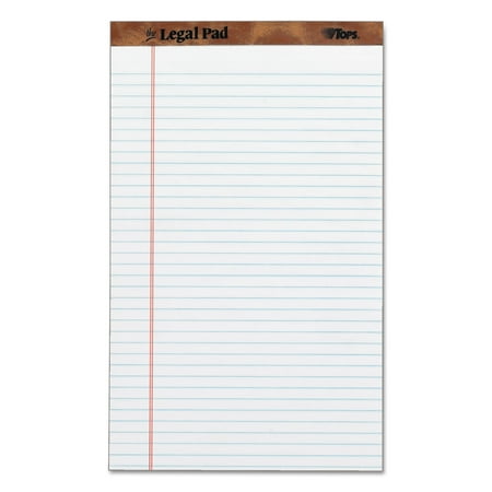 TOPS "The Legal Pad" Ruled Perforated Pads, 8 1/2 x 14, White, 50 Sheets, Dozen