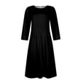 thumbnail image 5 of LISTHA Women's Fall 3/4 Sleeve Midi Dresses Casual Formal Church Wedding Guest Work Clothes Black M, 5 of 6