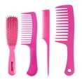 thumbnail image 1 of Juego de 4 peines para peluquería de salón, kit de cepillos de peluquería antiestáticos Rosa roja, 1 of 9