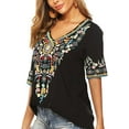 thumbnail image 2 of Women’s Emboridered Tops Short Sleeve Blouse Ethnic Style Floral Pattern Shirts Tunics Blouse, 2 of 6