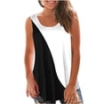thumbnail image 1 of Timegard Womens Tank Top U Neck Sleeveless Ruched Dressy Casual Tunic Top Color Block Ruffle Tee Comfy, 1 of 6