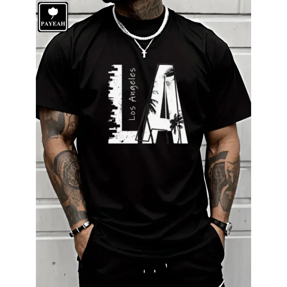PAYEAH Men's Vintage Graphic Tee Shirts Summer Crewneck T Shirt Pure Heavy Cotton T Shirt