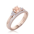 thumbnail image 3 of Dazzling Minimalist 1.75 Carat Round Cut, Affordable Morganite And Diamond Moissanite Engagement Ring, Wedding Ring, One Matching Band in 10k Solid Rose Gold, Gift For Her, Promise Ring, 3 of 3